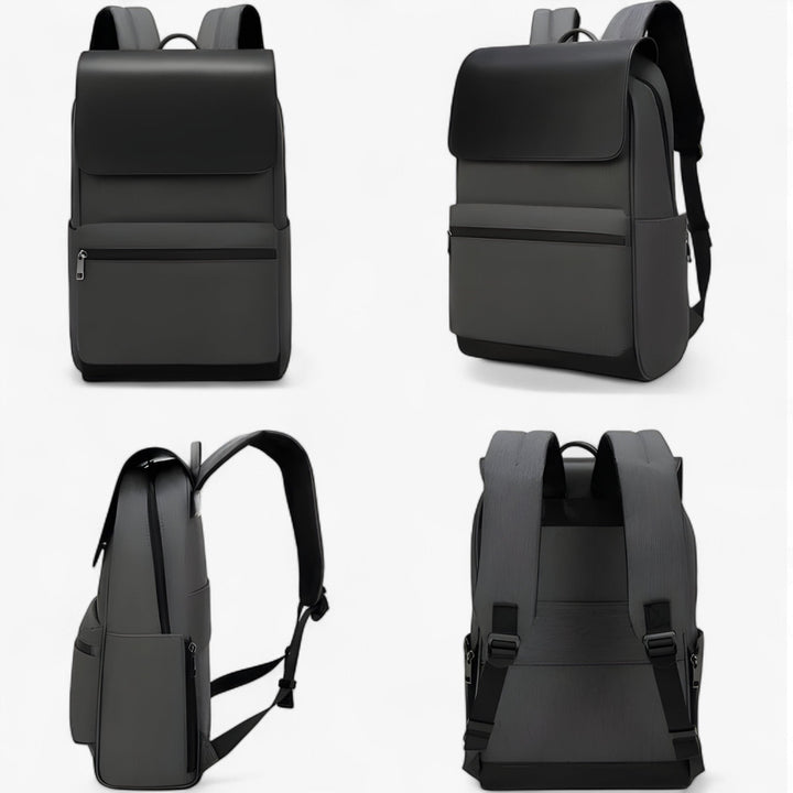 Zaino nero da uomo, stile minimalista e funzionale, ideale per viaggi brevi e impegni quotidiani.