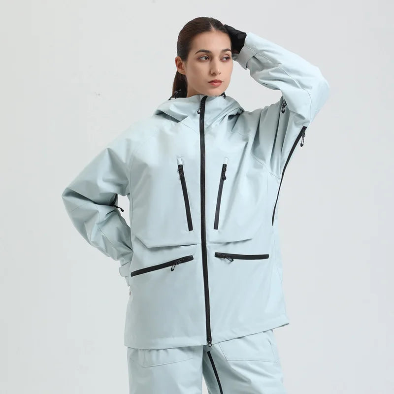 Moderna giacca snowboard unisex, traspirante e idrorepellente, perfetta per la neve.