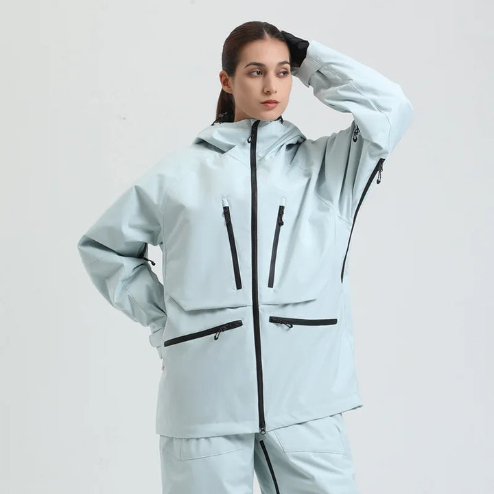 Moderna giacca snowboard unisex, traspirante e idrorepellente, perfetta per la neve.