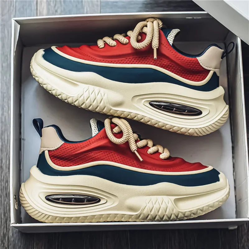 Sneakers uomo in stile retrò con dettagli moderni e suola spessa robusta per stile e moda uomo.