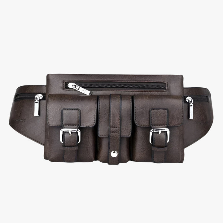 Organizzatore marsupio uomo con tasche multiple per cellulare, portafoglio e chiavi. Essenziale e funzionale.