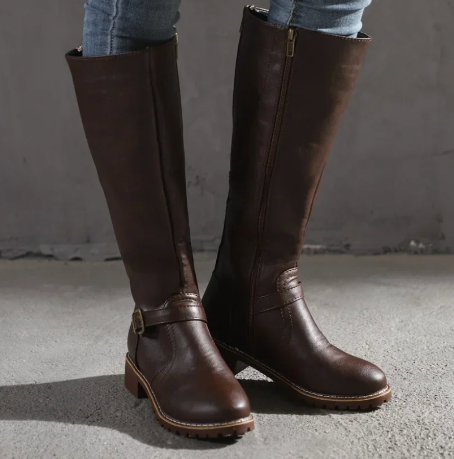 Stivali versatili da donna, neri e alla moda, con suola antiscivolo. Scarpe comode ed eleganti per l'ufficio.