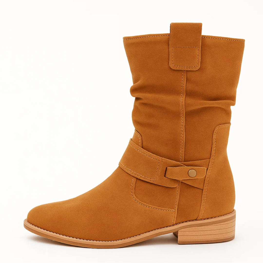 Calzature donna: stivaletti con tacco basso, zip e design versatile per l'inverno.