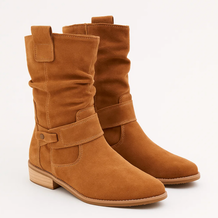 Outfit invernale: stivaletti donna chic con tacco basso e zip, calzature di tendenza.