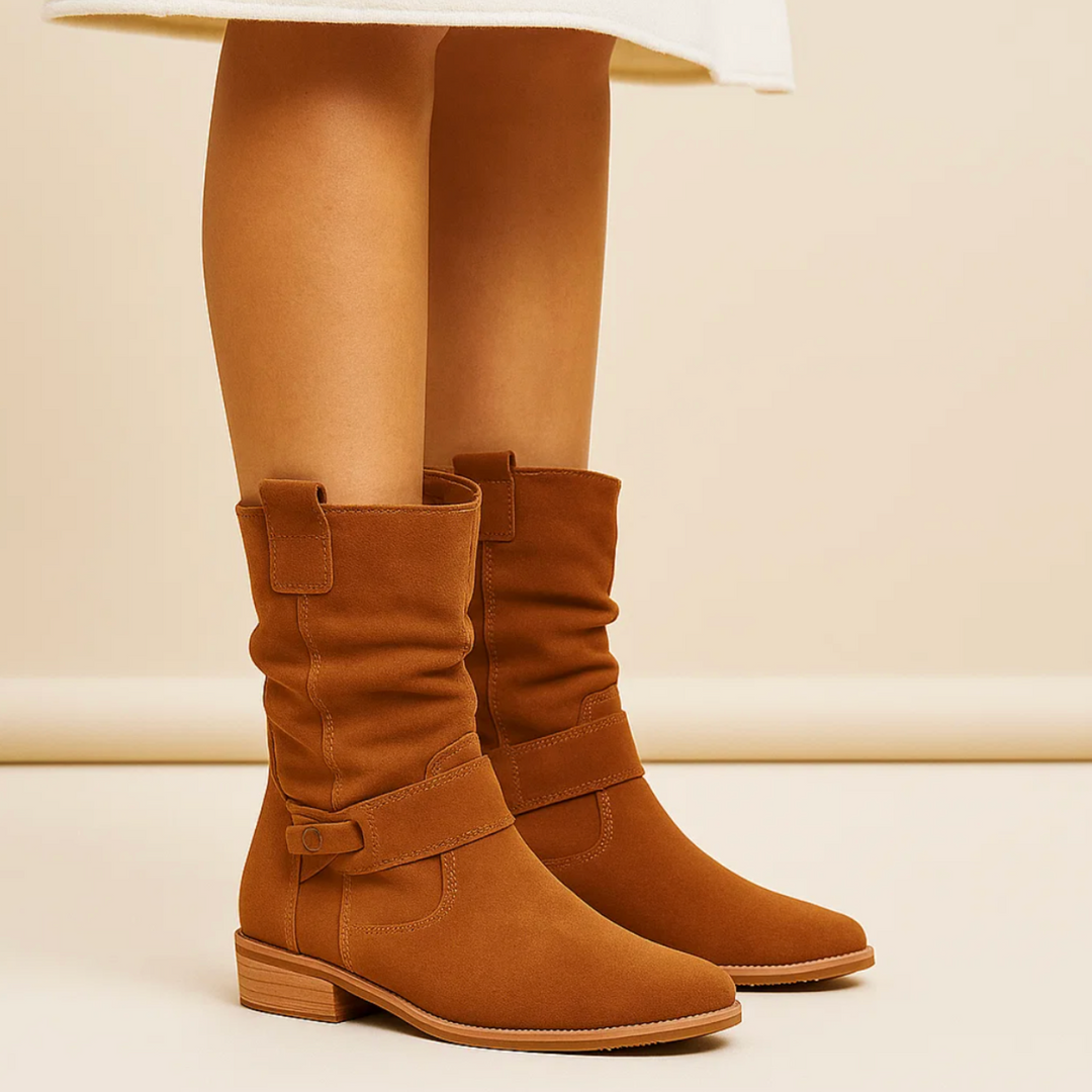 Stivaletti casual-eleganti da donna con tacco basso e zip, perfetti per la moda inverno.