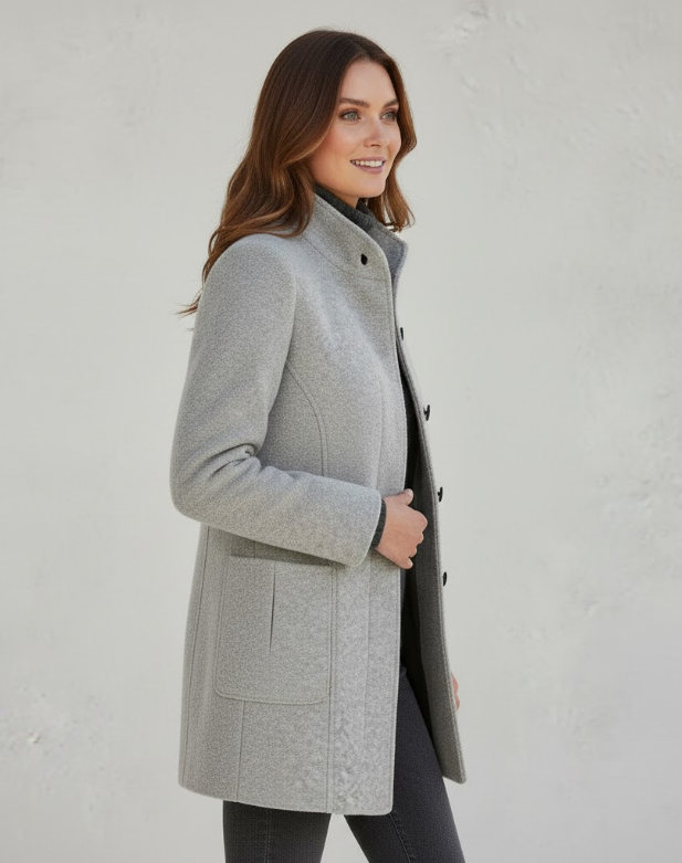 Cappotto da donna moderno e raffinato, taglio monopetto, per un outfit sofisticato.