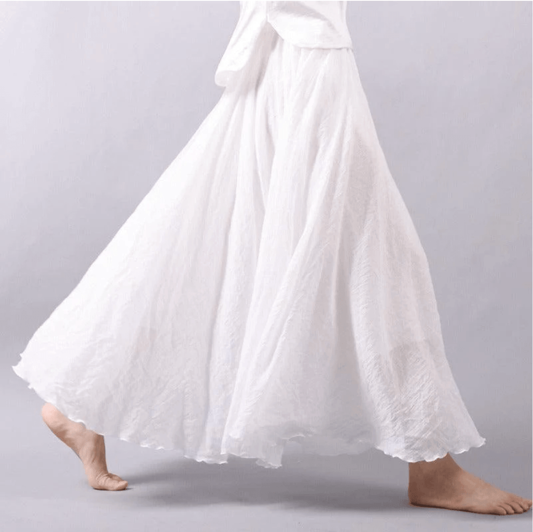 Gonna lunga donna fluida stile boho A-line, perfetta per un look estivo casual chic e versatile.