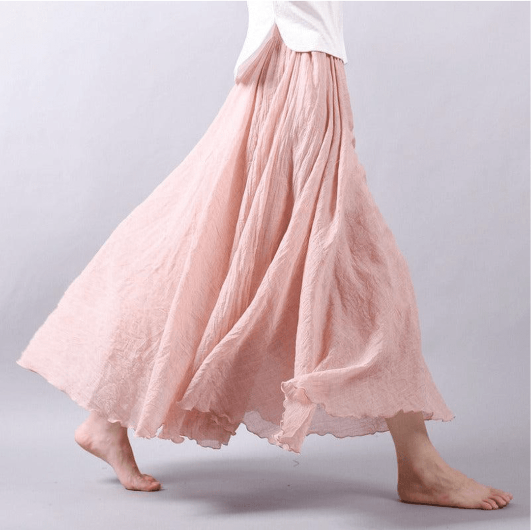 Gonna lunga maxi fluida donna, stile boho casual. Perfetta per il comfort estivo e la versatilità quotidiana.