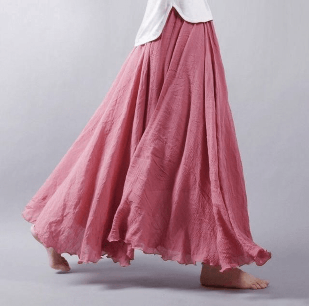 Gonna A-line lunga da donna, modello maxi fluido in stile boho. Ideale per primavera-estate, casual ed elegante.