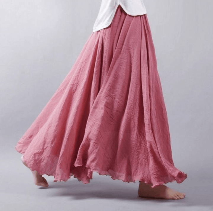 Gonna A-line lunga da donna, modello maxi fluido in stile boho. Ideale per primavera-estate, casual ed elegante.