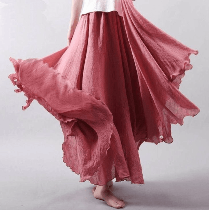 Gonna lunga donna estiva fluida A-line, stile boho chic per la spiaggia o un outfit casual primaverile versatile.