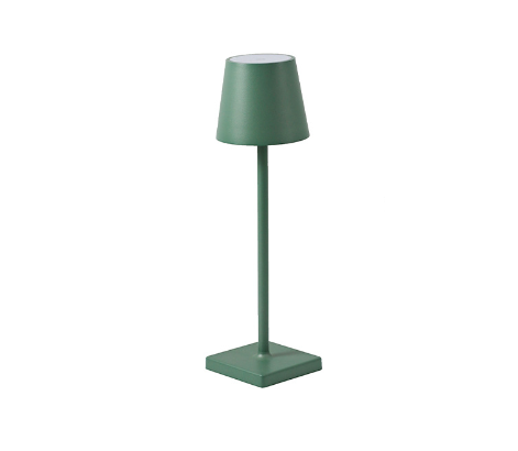 Lampada da tavolo ricaricabile LED per interni/esterni, design contemporaneo e atmosfera regolabile.