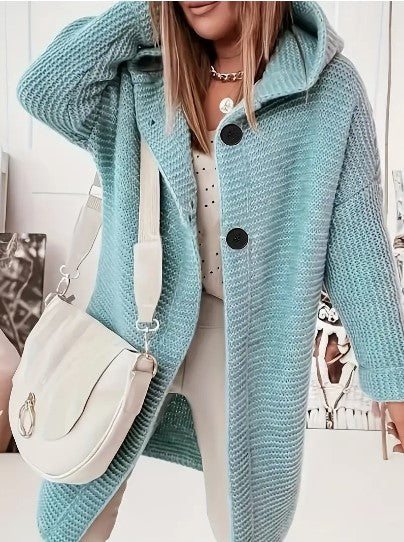 Cardigan donna con cappuccio, comodo e caldo, essenziale per il tuo guardaroba autunnale. Moda versatile.