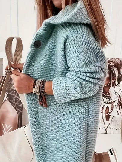 Cardigan comodo donna oversize con cappuccio, un must-have per la moda casual invernale.