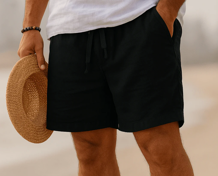 Comfort estivo e stile con questi pantaloncini uomo in lino. Vita elasticizzata per un fit perfetto.