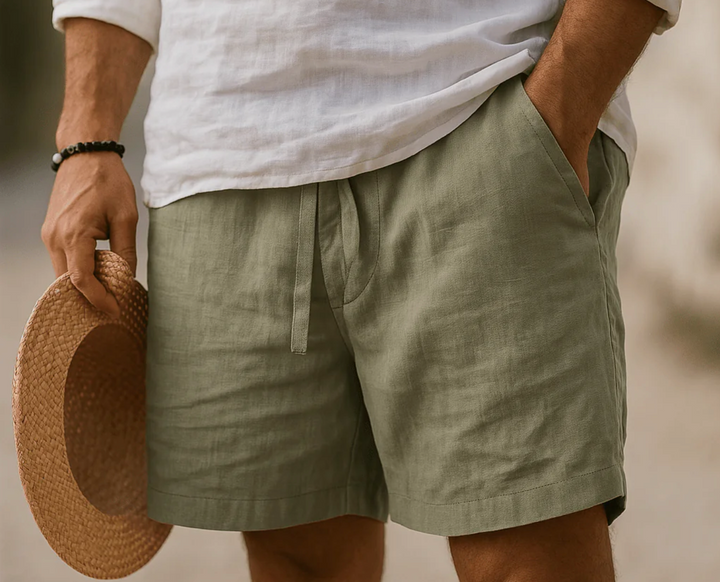 Pantaloncini uomo versatili in lino, ottimi per moda estiva casual o semi-elegante e comfort.