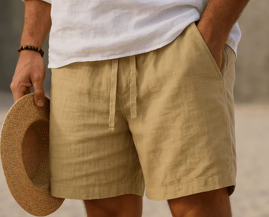 Pantaloncini lino uomo eleganti, perfetti per comfort estivo e look casual e alla moda.