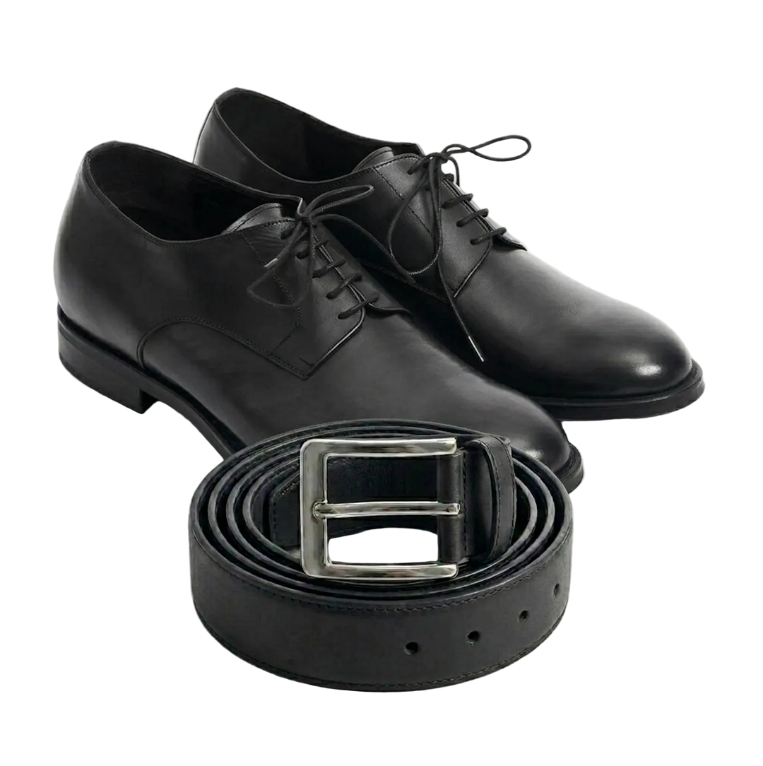 Scarpe da uomo nere rialzate, perfette per stile elegante e occasioni speciali, con aumento altezza invisibile 7cm.
