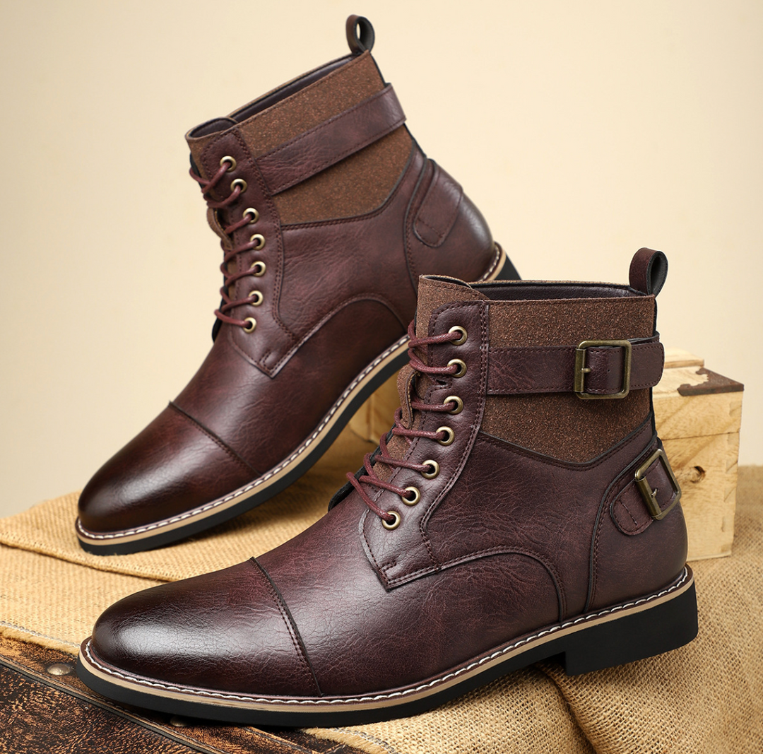 Scarpe uomo invernali mid top, con cinturino per comfort e suola antiscivolo, perfette per ogni occasione.