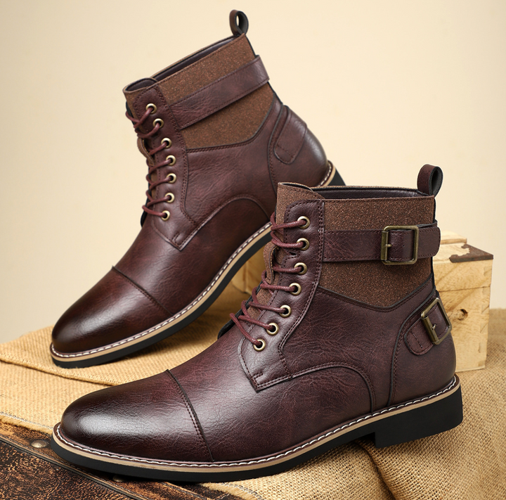 Scarpe uomo invernali mid top, con cinturino per comfort e suola antiscivolo, perfette per ogni occasione.