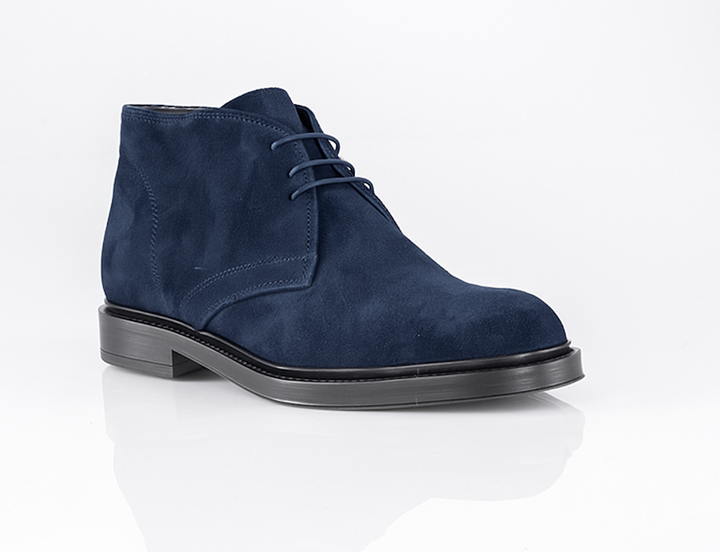 Stivali da uomo blu, polacchine rialzate per un look moderno ed elegante. Guadagna 7 cm in discrezione.