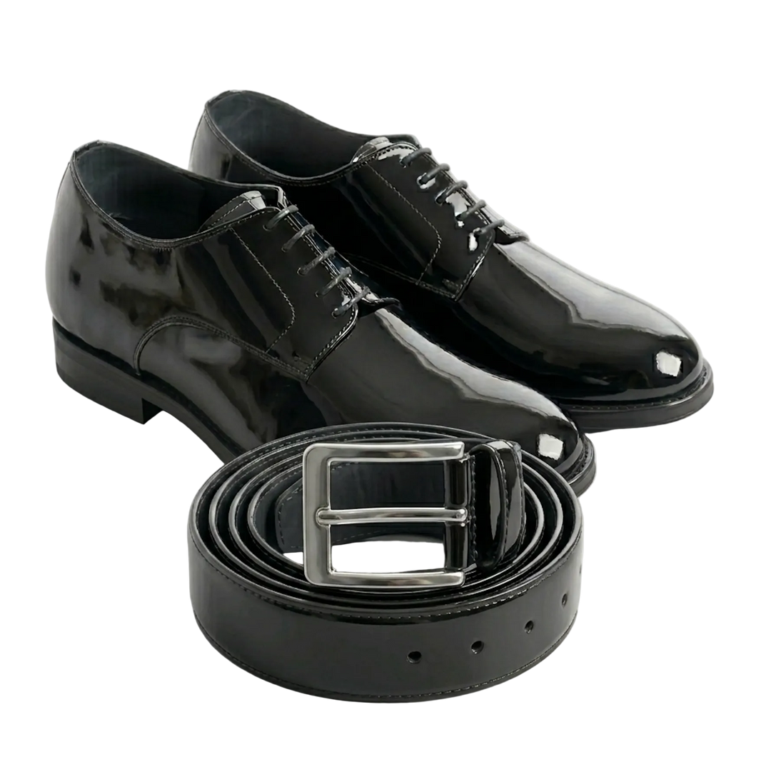 Scarpe da uomo nere classiche con plantare rialzato di 7 cm, design raffinato per un look elegante e alto.