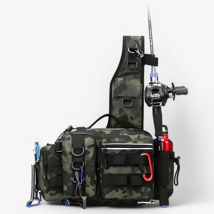 Borsa da pesca uomo resistente con tracolla regolabile, perfetta per outdoor, viaggio e attrezzatura.