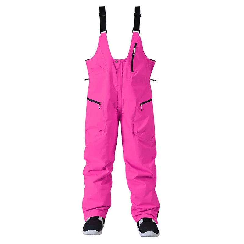 Pantaloni da sci unisex impermeabili con bretelle regolabili per comfort e protezione sulla neve. [[lstfy-media:1]]