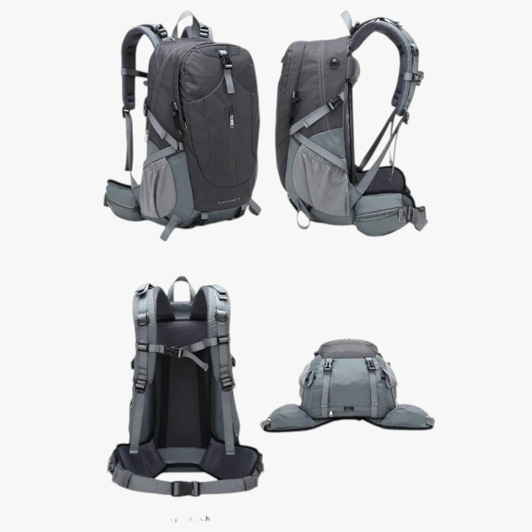 Elegante zaino da viaggio uomo 40L, resistente per tour e uso quotidiano, con tasche per laptop.