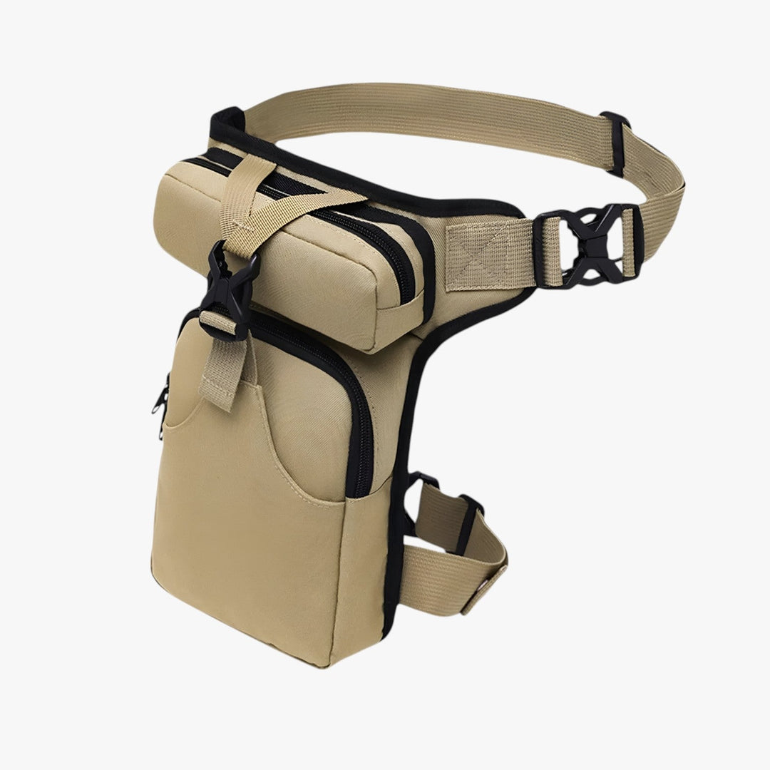 Marsupio da uomo regolabile in tessuto nero, ideale per viaggio e uso casual quotidiano. Borsa versatile e funzionale.