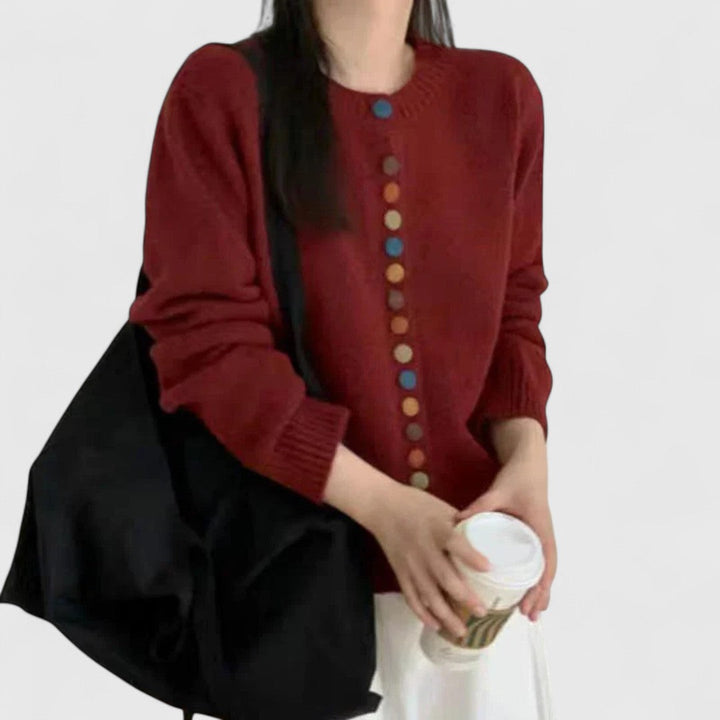 Cardigan donna casual in maglia, comodo e morbido, ideale per il tuo stile quotidiano autunnale.