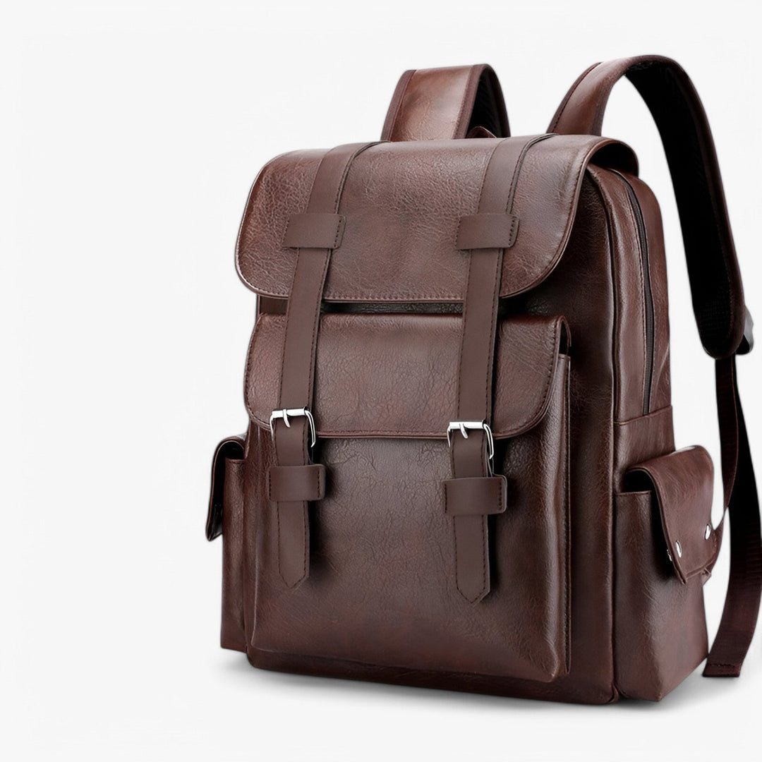 Elegante zaino da viaggio unisex, dotato di doppia fibbia per maggiore sicurezza.