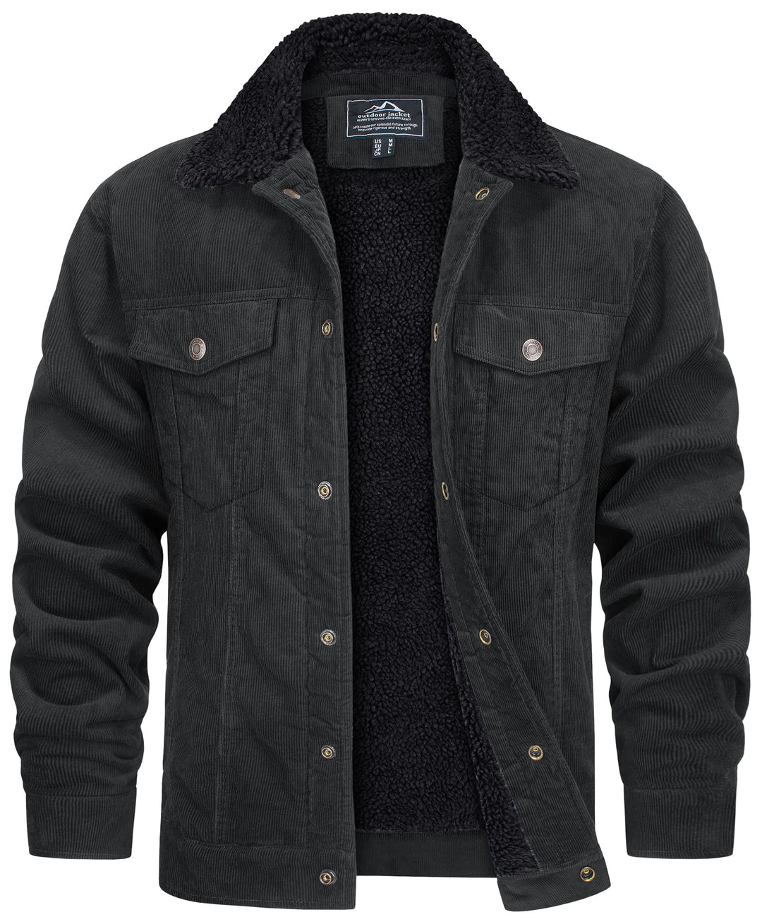 Outfit uomo con giacca invernale in velluto a coste, calda e confortevole. Stile casual e versatile per ogni occasione.
