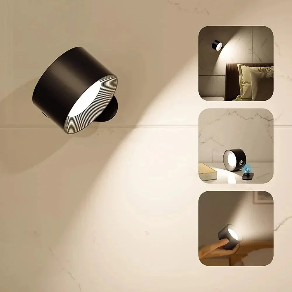 Lampada da parete magnetica wireless LED, facile da installare, 360° orientabile, per casa e interni.