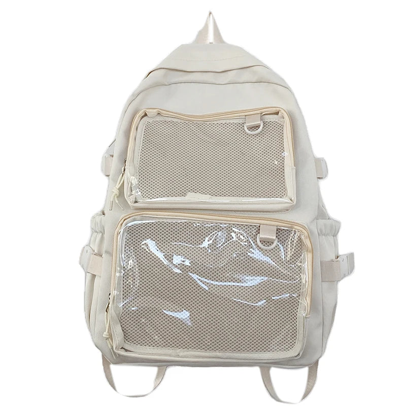 Zaino scuola Ita Bag blu per ragazza, con tasche trasparenti e design moderno per personalizzare i tuoi accessori.