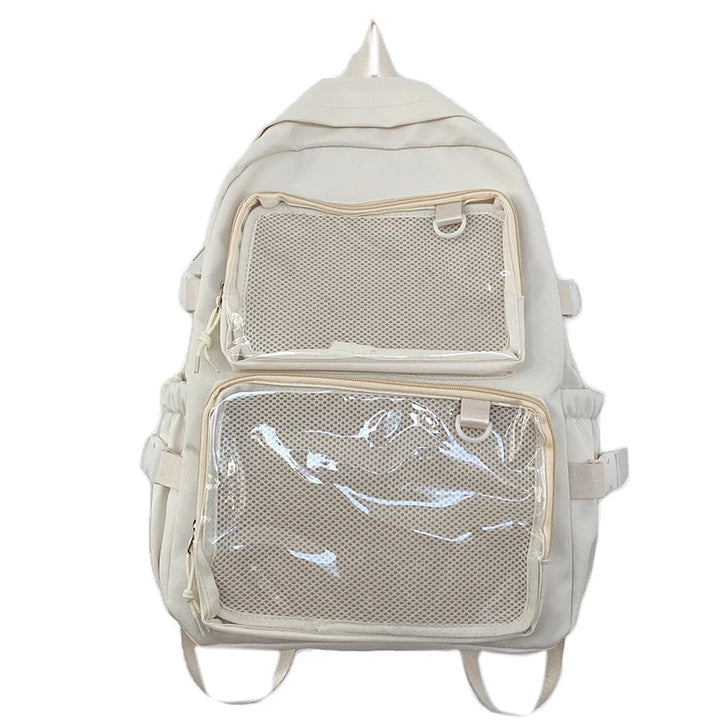 Zaino scuola Ita Bag blu per ragazza, con tasche trasparenti e design moderno per personalizzare i tuoi accessori.