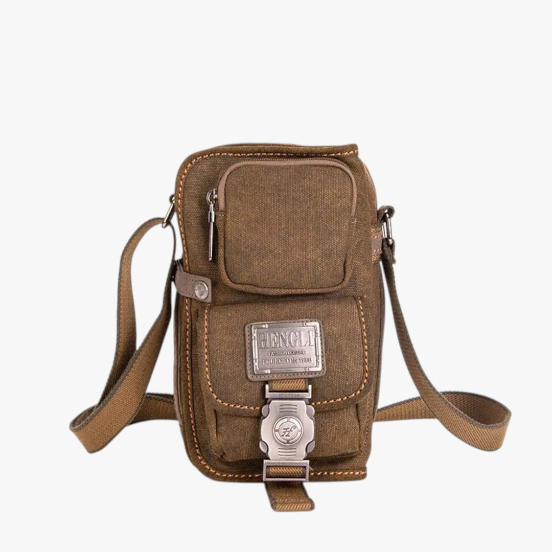 Borsa tracolla uomo nera laterale, capiente per cellulare, portafoglio e chiavi. Design moderno e casual.