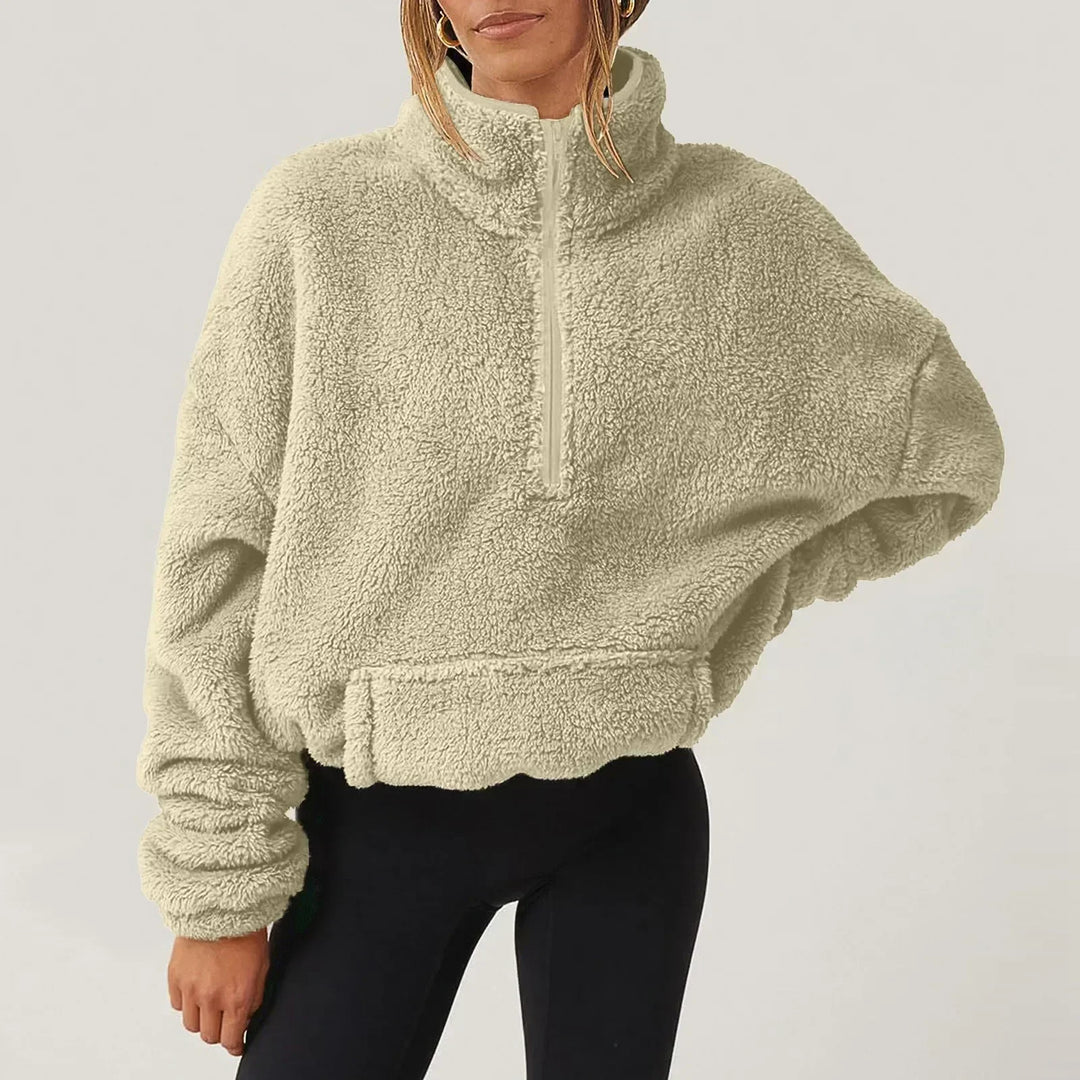 Comodo maglione donna con colletto e mezza zip, ideale per il tuo stile quotidiano e il massimo comfort.
