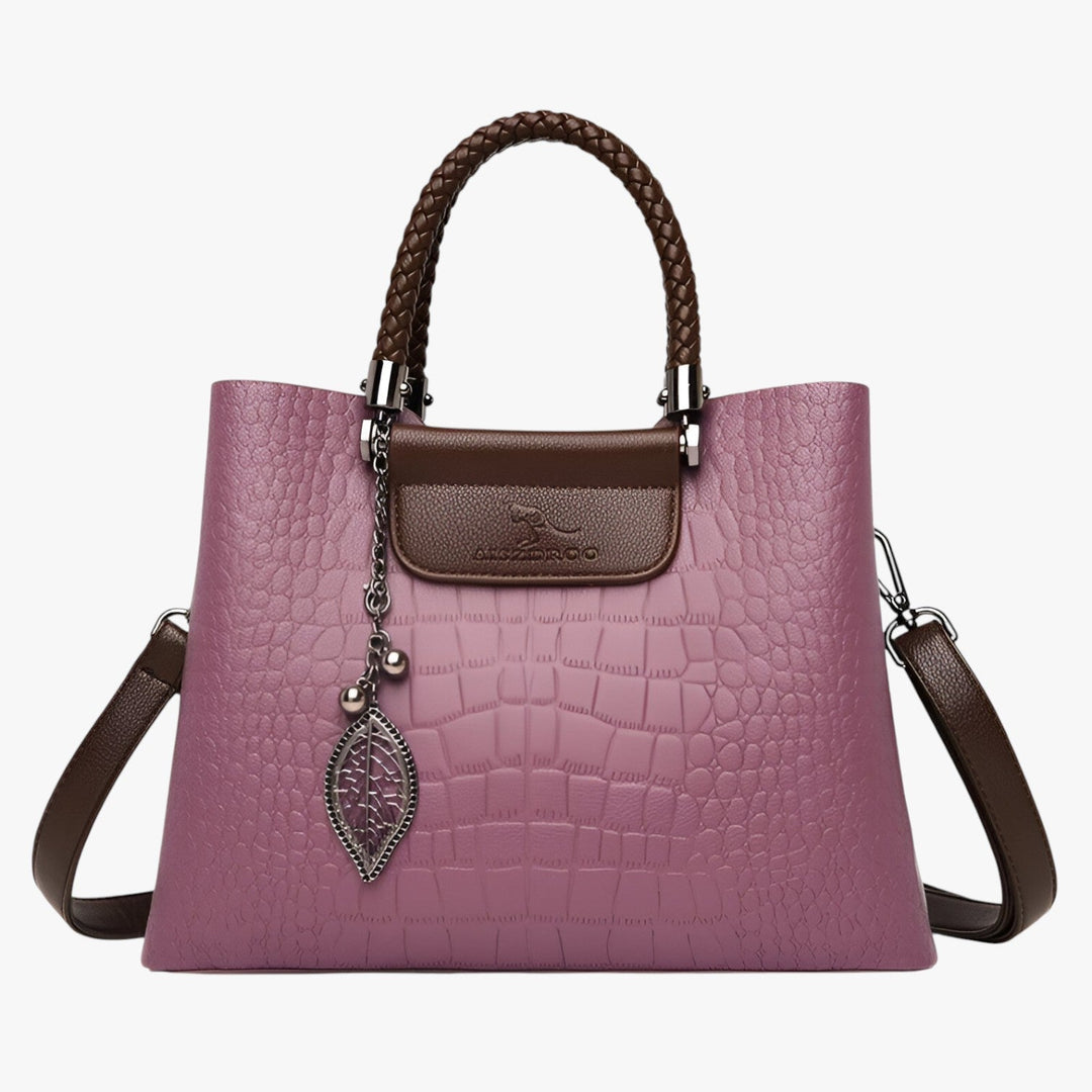 Borsa a spalla da donna marrone, stile coccodrillo, perfetta per il lavoro o il tempo libero.