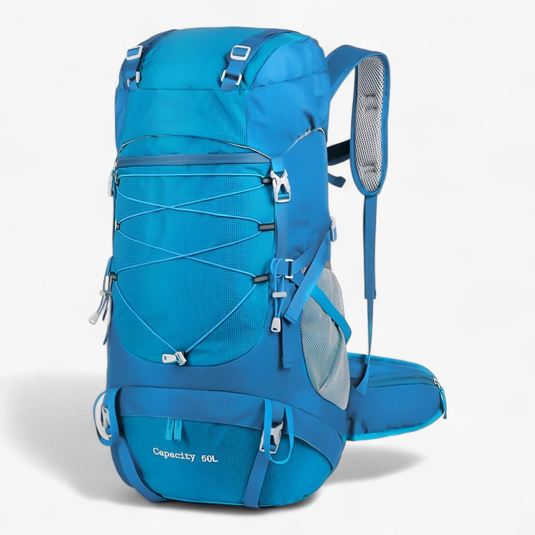 Zaino 50 litri multi-colore unisex, versatile per trekking, campeggio, outdoor e lunghi viaggi.