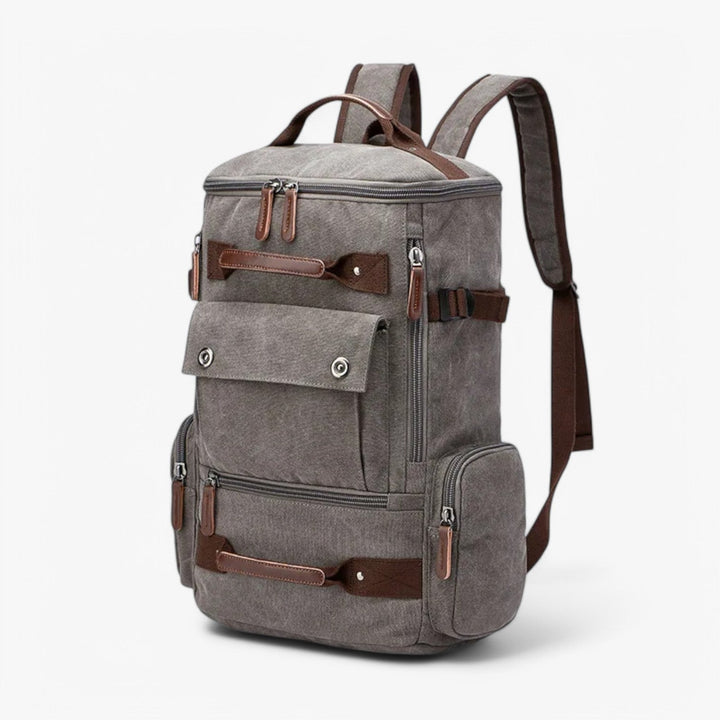 Zaino ufficio uomo blu multitasche con schienale imbottito e scomparto per laptop sicuro.