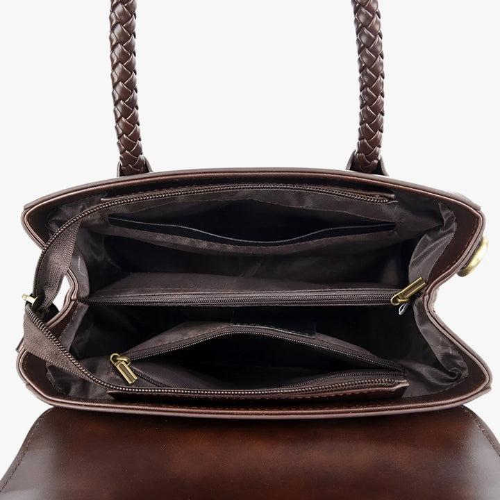 Borsa a mano donna marrone compatta e versatile, perfetta per organizzare i tuoi accessori essenziali.