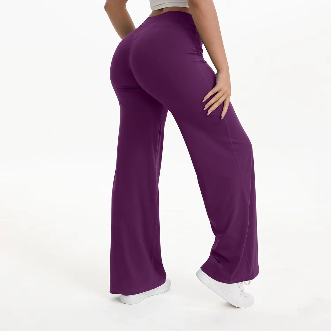 Pantaloni donna a vita alta per yoga, gamba ampia, un capo versatile per sport e vita di tutti i giorni.