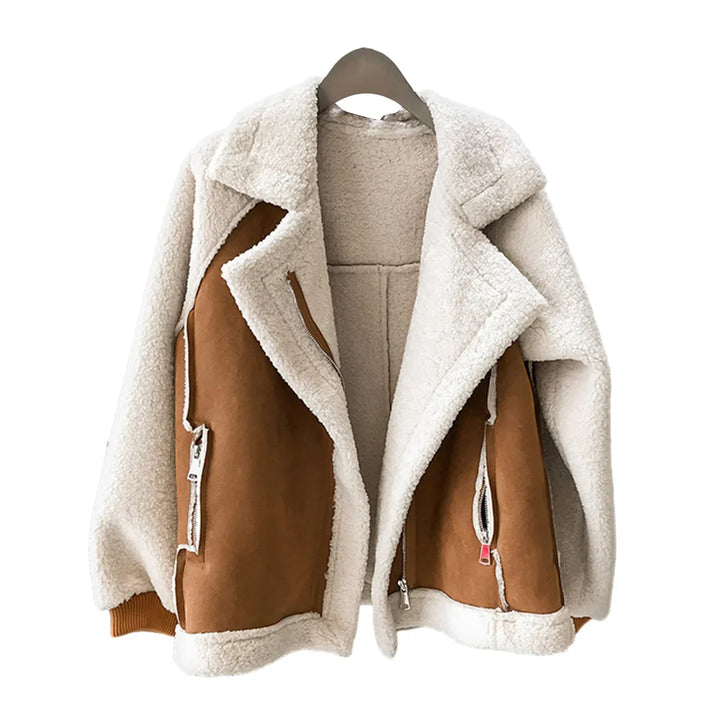 Giacca moda donna shearling calda e confortevole per le giornate fredde di autunno e inverno.