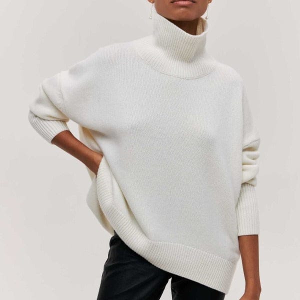 Maglione donna a collo alto, aderente con maniche lunghe. Abbigliamento versatile per inverno, elegante e moderno.
