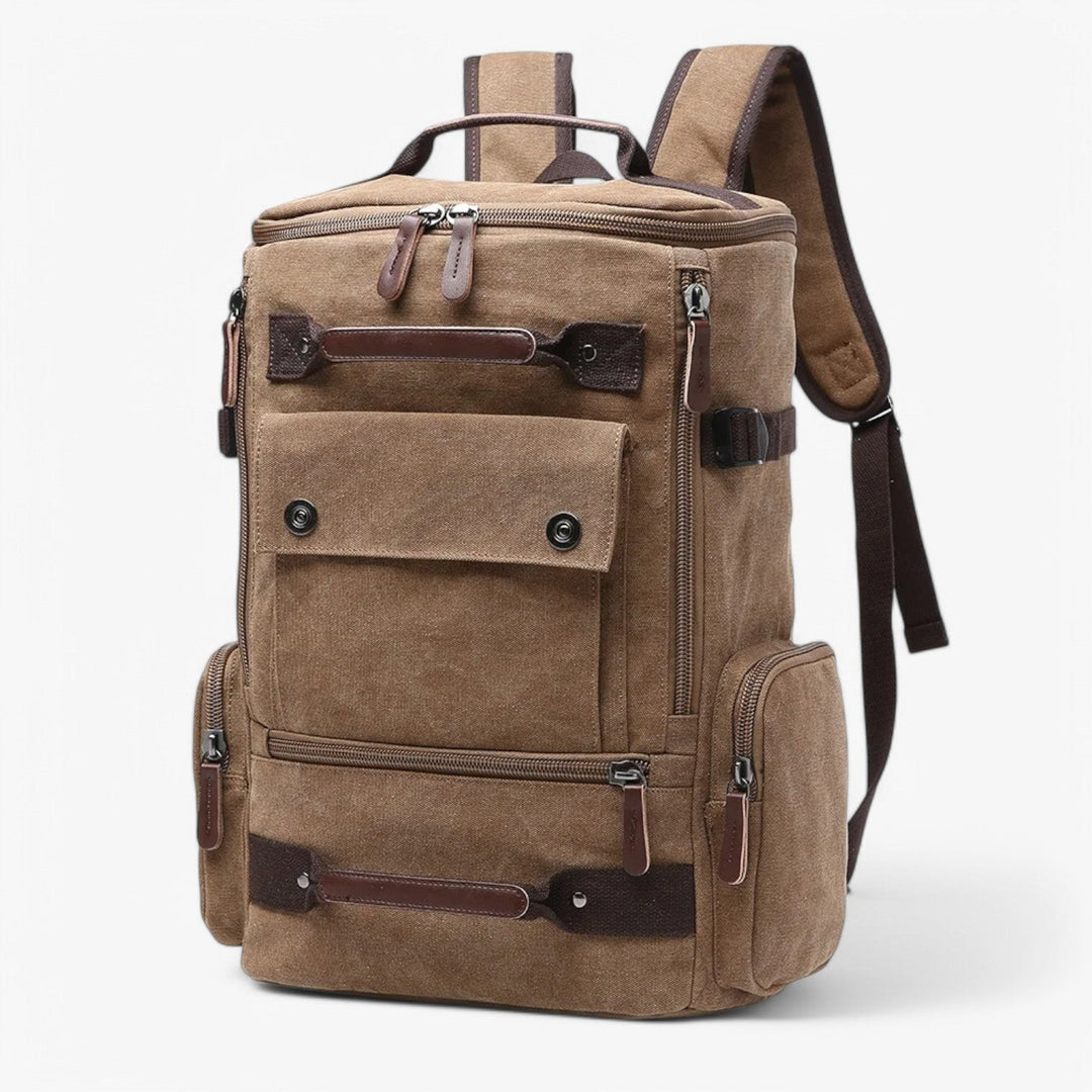 Zaino porta laptop uomo blu multitasche per ufficio e università, con scomparto imbottito.