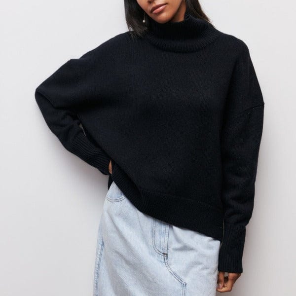 Maglione donna invernale a collo alto e maniche lunghe, vestibilità aderente. Caldo e confortevole per l'autunno-inverno.