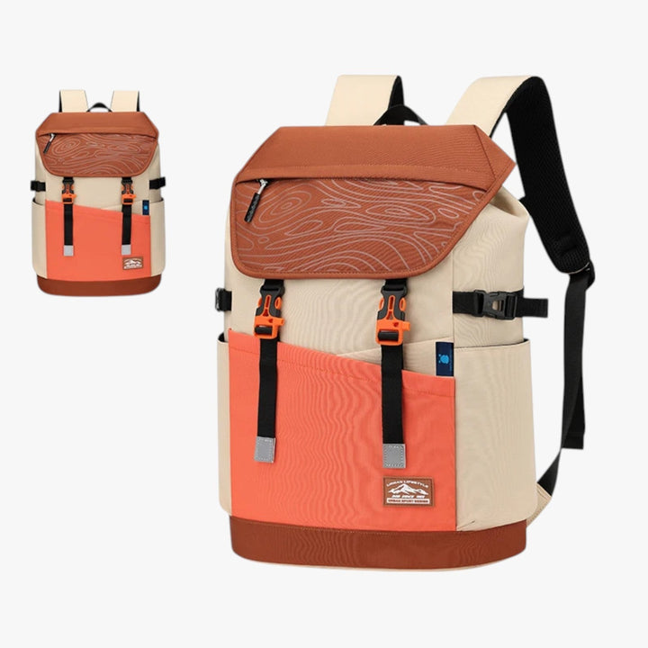 Zaino da trekking multicolore 40L per uomo, resistente e multiscomparto, perfetto per avventura.