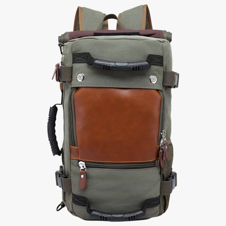 Zaino da viaggio 50L uomo in kaki, multiuso, ottimo per trekking, escursioni e sport outdoor.