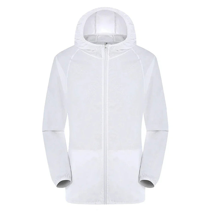 Trench unisex con cappuccio, tessuto impermeabile per comfort e protezione in ogni stagione.